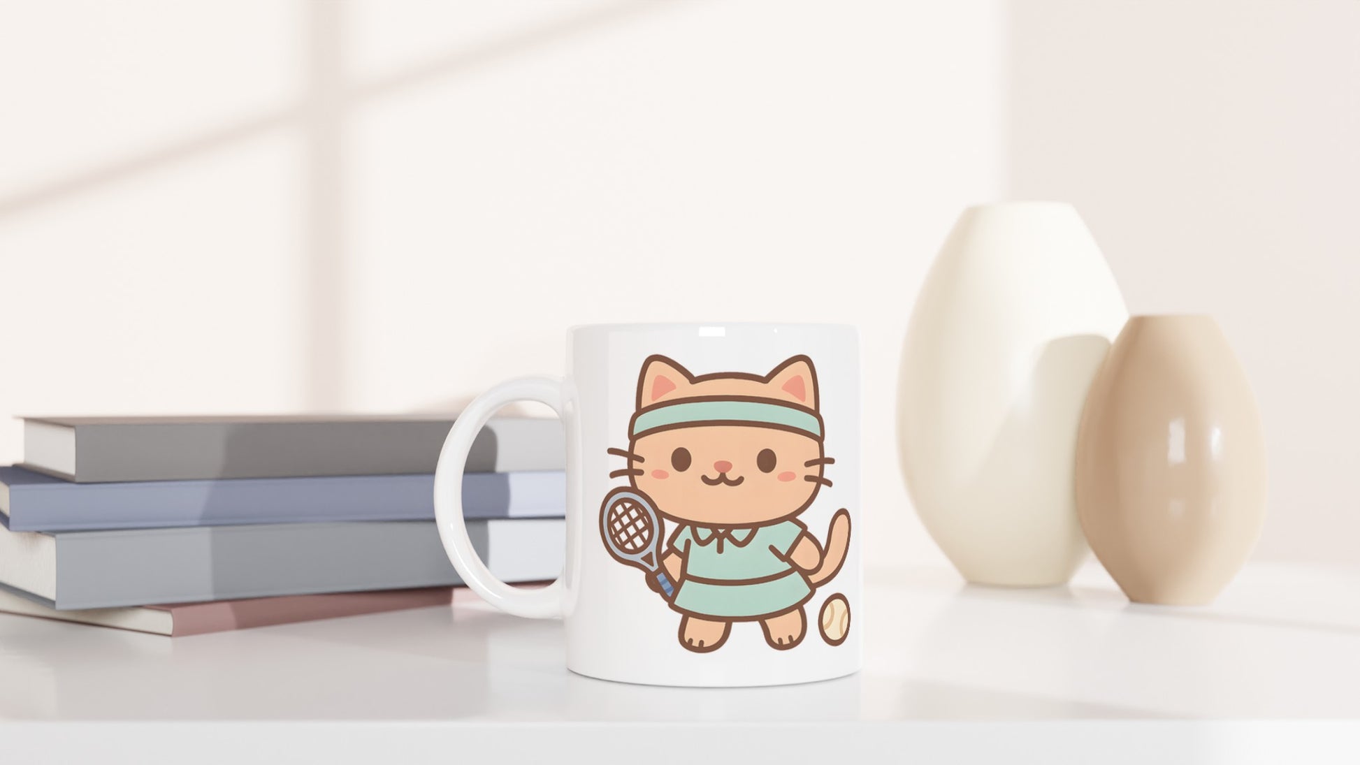 Tenniskattens Dröm Mugg - Söt och sportig design för kattälskare. Perfekt för att börja dagen på rätt sätt.