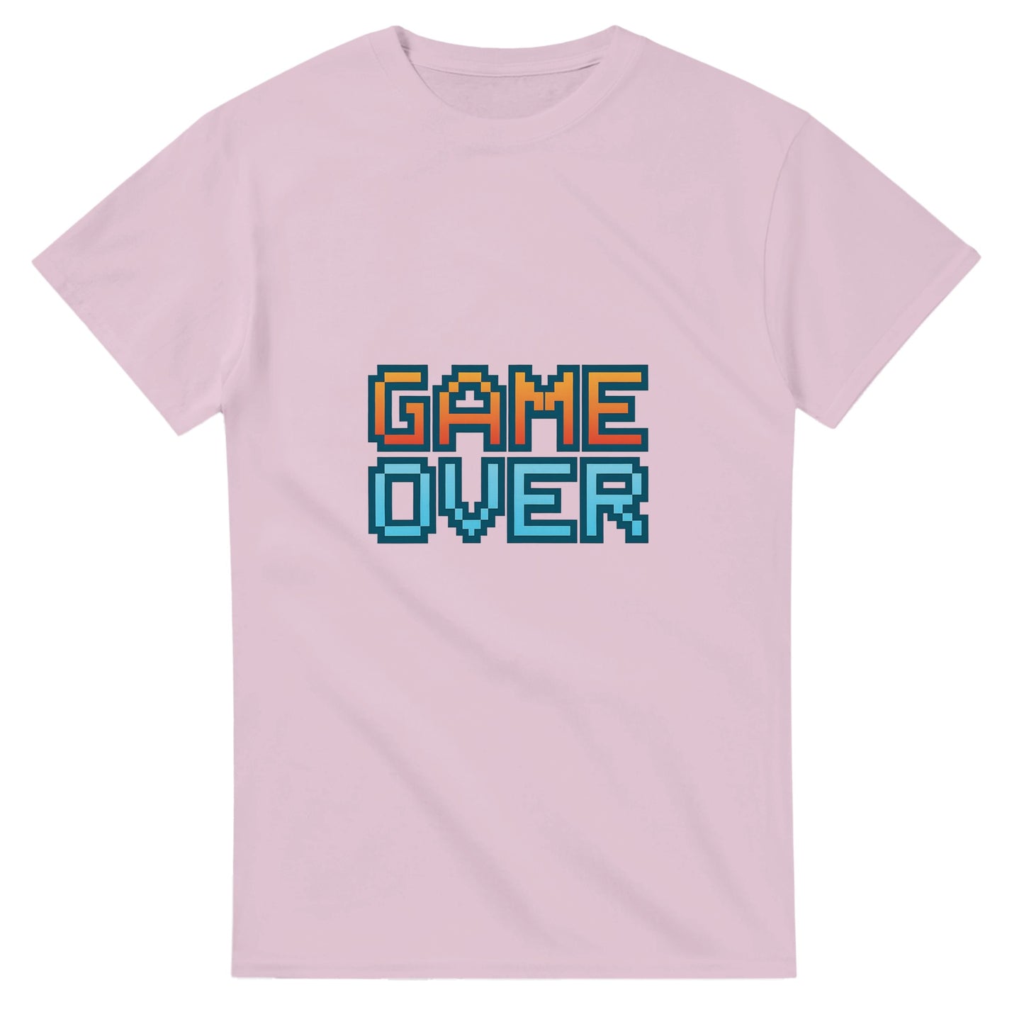 T-shirt med neonrand och 'Game Over'-text, inspirerad av gamla tv-spel. Stor och ikonisk design.