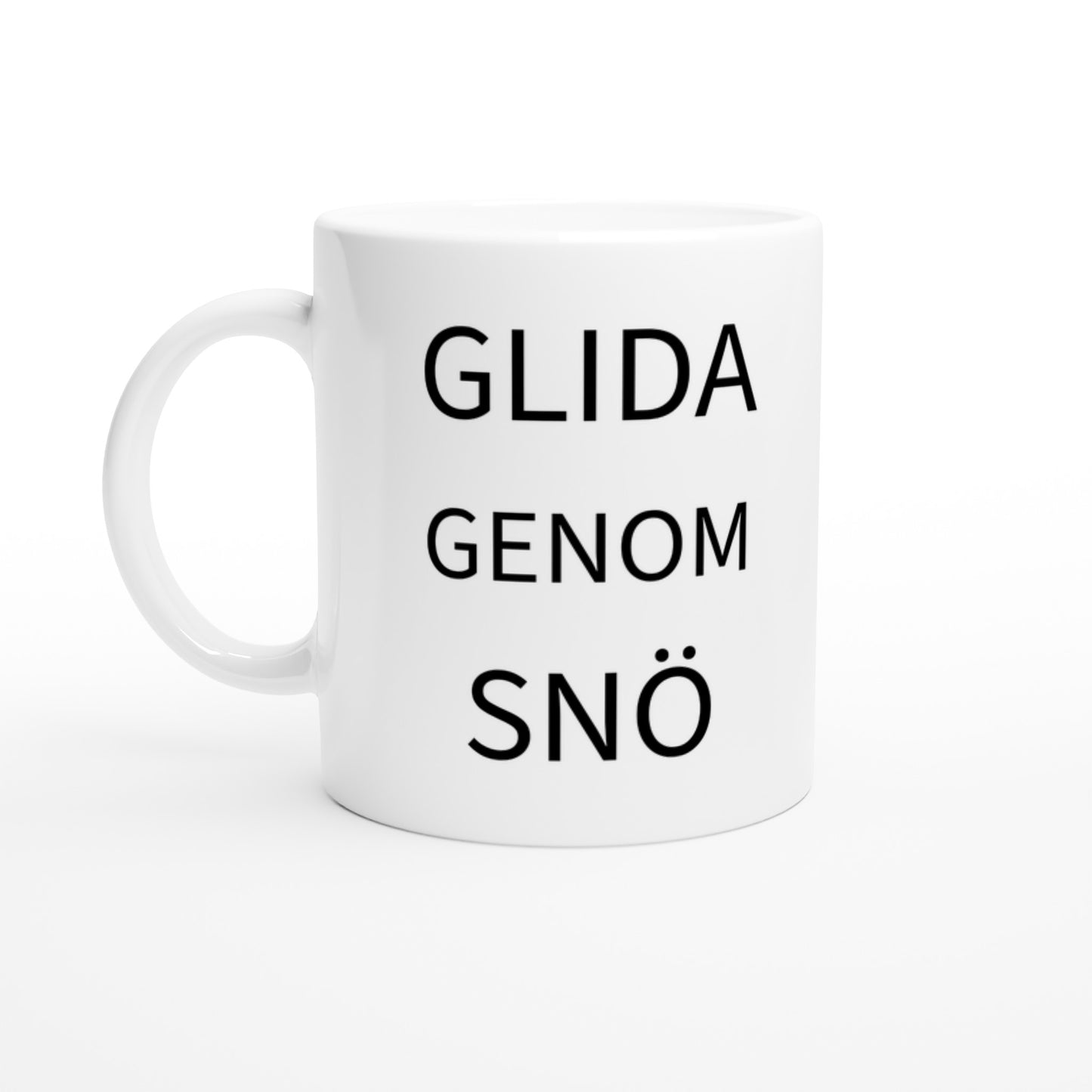 Skämtsam mugg för snöglidning och äventyr i vinterlandet.