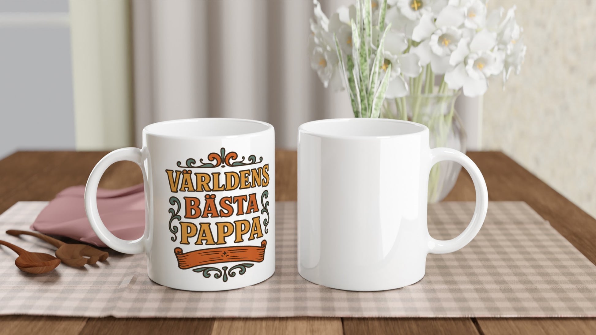Mugg i vintage stil för pappor som älskar nostalgi. Hylla världens bästa pappa med detta tidlösa pappaporslin.