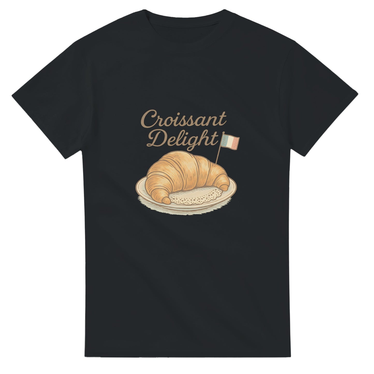 Vintage T-shirt med doft av nybakade croissanter, elegant och tidlös design.