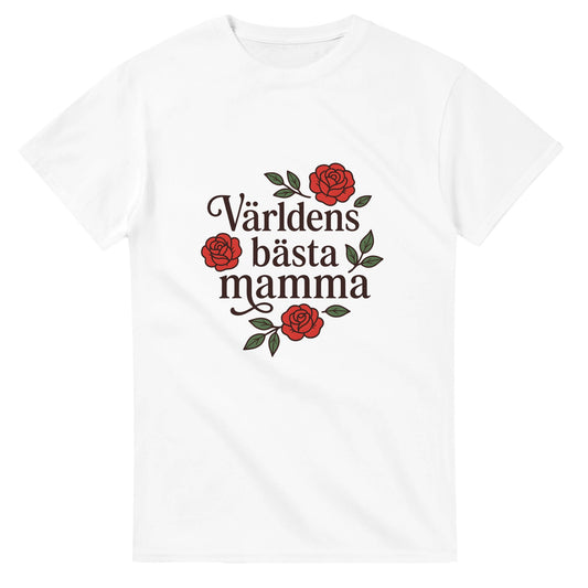 T-shirt med kärleksfull design av ord och rosor, perfekt för att hylla mamma.