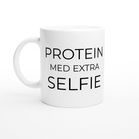 Proteinshake med extra självdistans och humor. Perfekt för selfie-älskare.