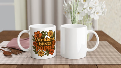 Mugg med blommor och texten 'Världens bästa pappa' för en extra varm kaffestund.