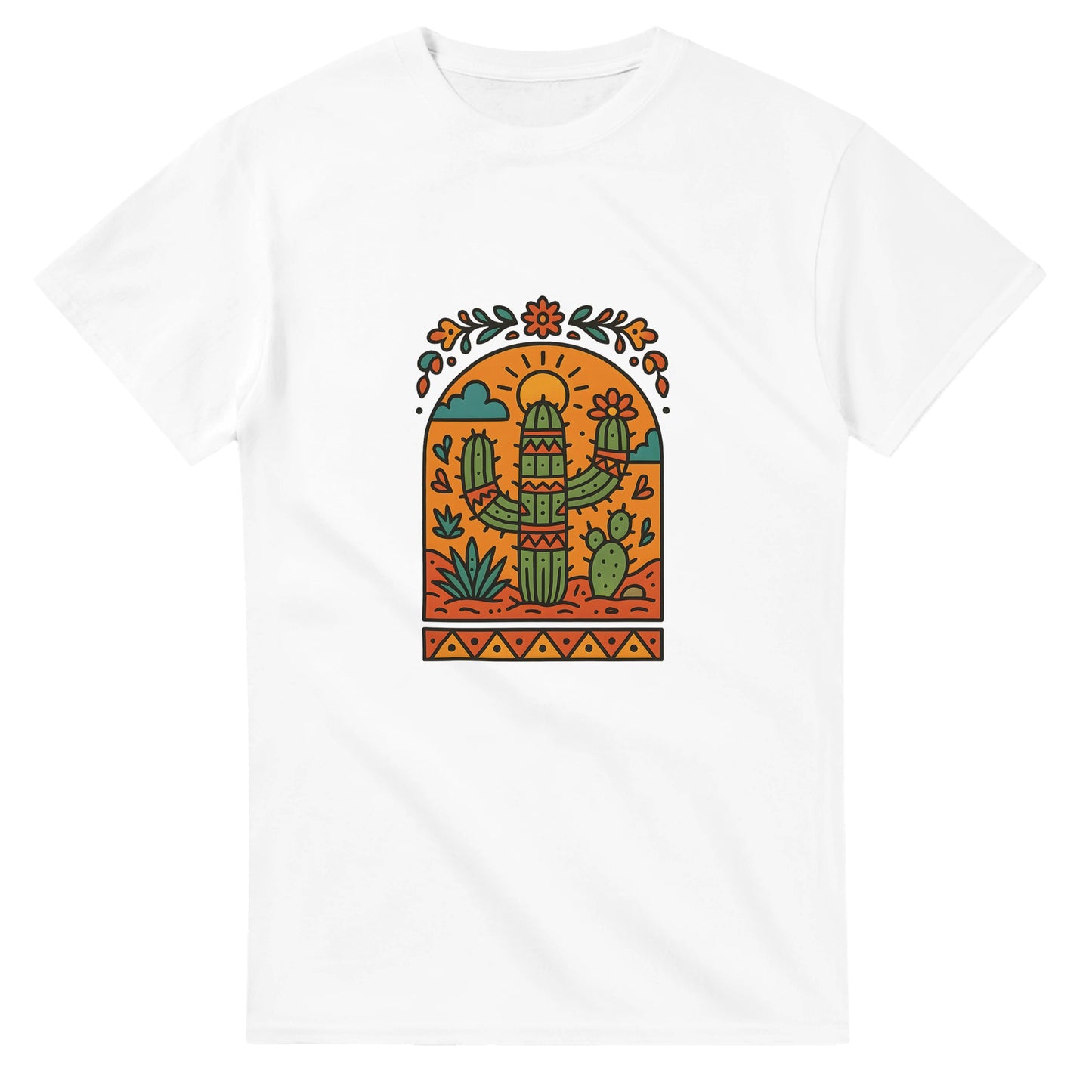 T-shirt med kaktusar och folkmotiv från Mexiko. Färgglad och livfull, perfekt för kaktusälskare.