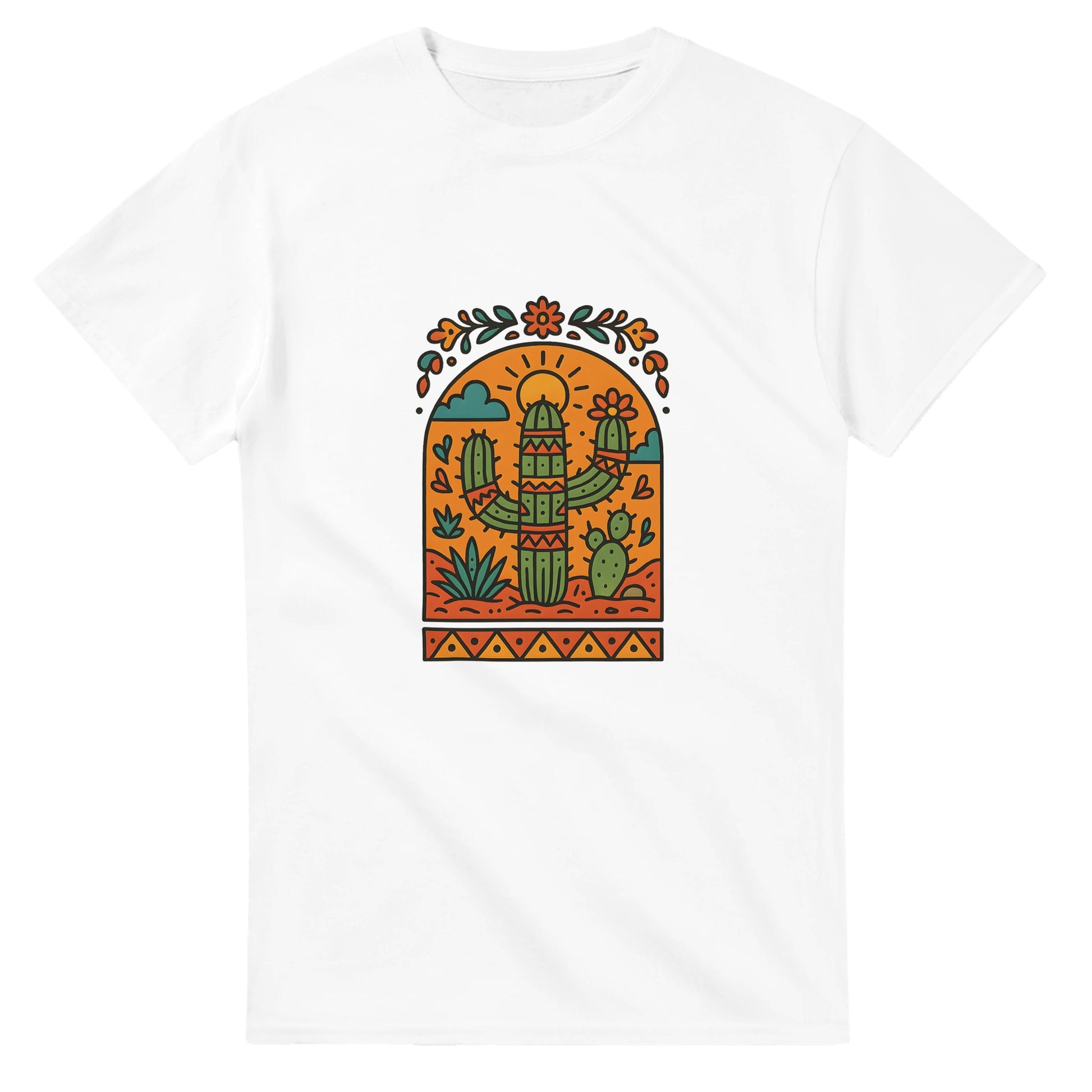 T-shirt med kaktusar och folkmotiv från Mexiko. Färgglad och livfull, perfekt för kaktusälskare.