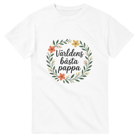 Blomkrans T-shirt för bästa pappan - stilren med handskriven text för en elegant look