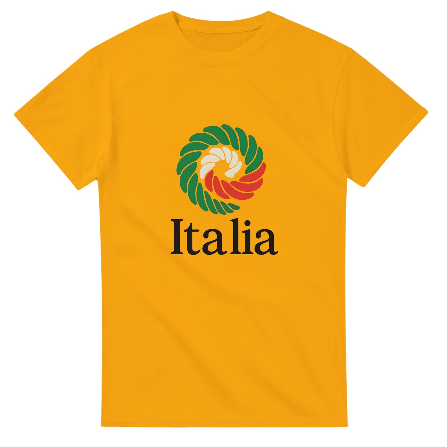 T-shirt med pastasnurra i flaggans färger och texten 'Italia'. Hyllning till Italiens passion och smaker!