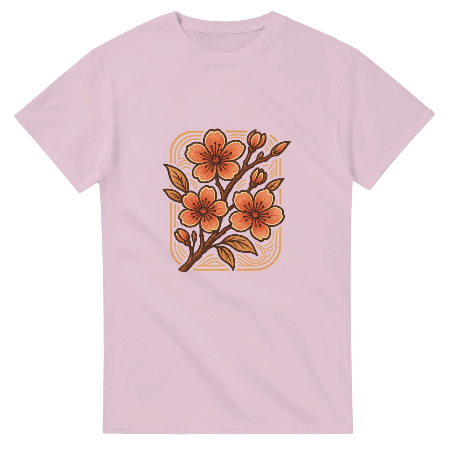 Klassisk T-shirt med körsbärsblommor och vintage-stil - perfekt för att bära historien.