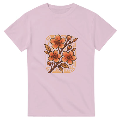 Klassisk T-shirt med körsbärsblommor och vintage-stil - perfekt för att bära historien.