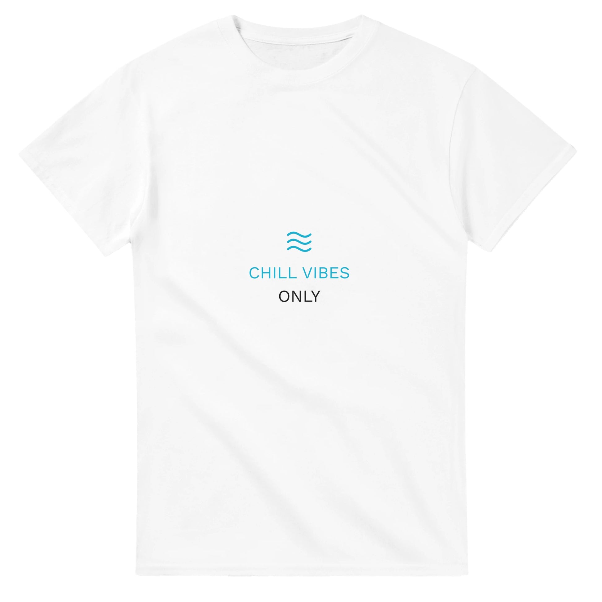 Avslappnad t-shirt med våg-ikon, perfekt för sommardagar med Chill Vibes Only.