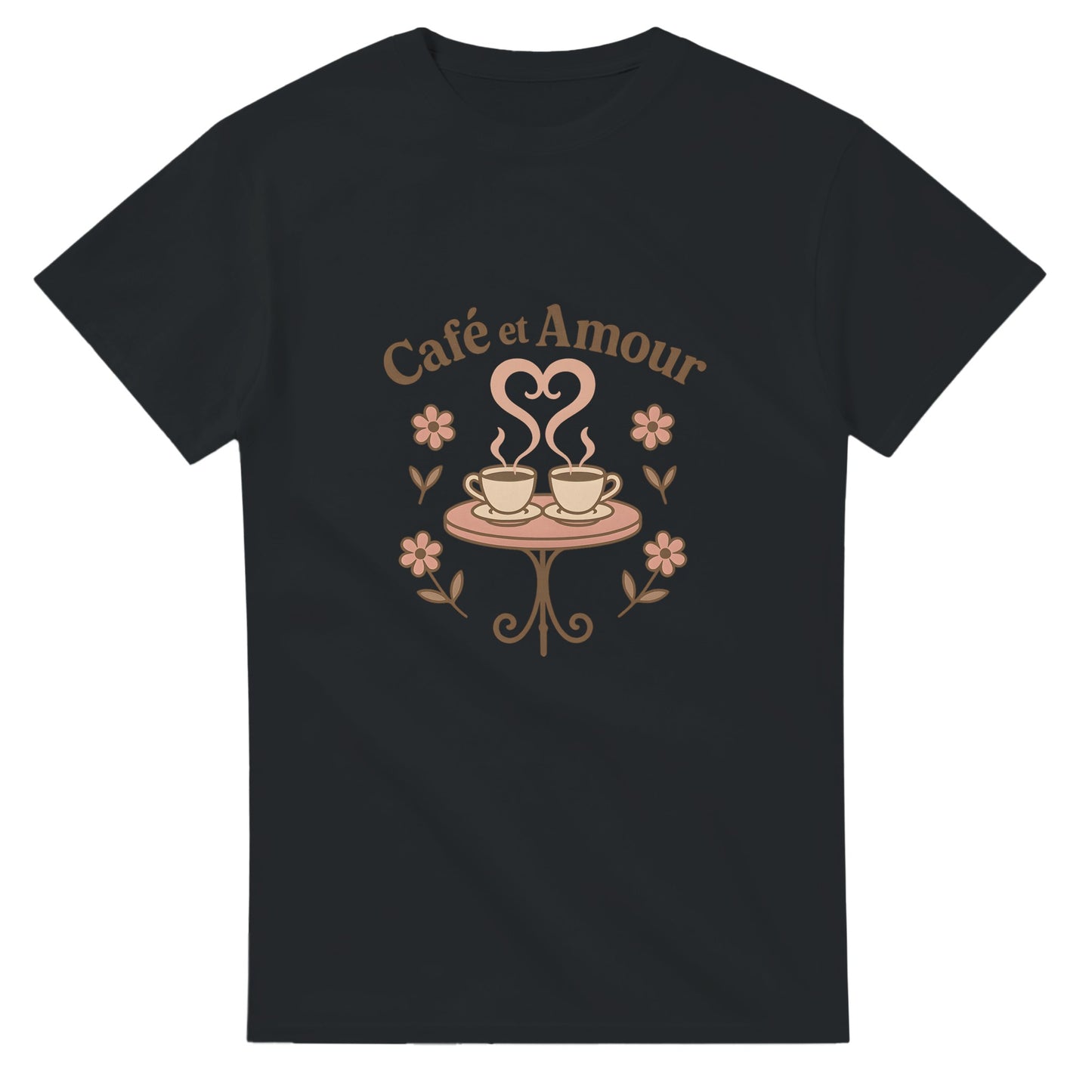 Romantisk T-shirt med fransk touch, inspirerad av kärlek och kaffe - Café et Amour.