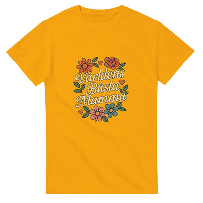 Vacker T-shirt med blommor och text för att fira den starkaste mamman i världen. Perfekt present!