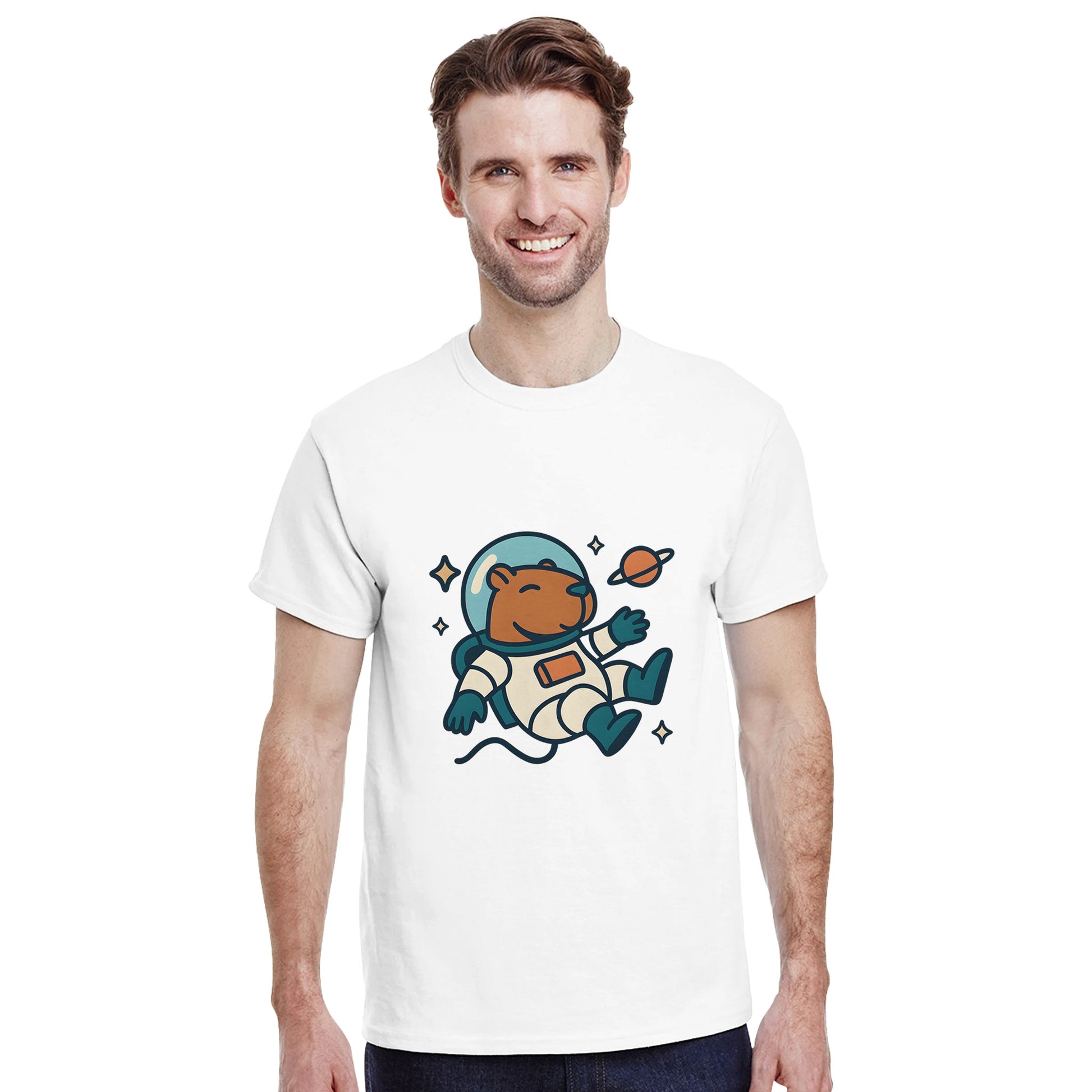 Utforska galaxen med världens lugnaste astronaut - en lekfull capybara i rymddräkt redo för äventyr!