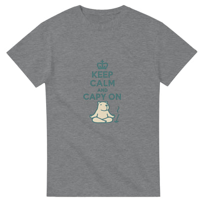 Mediterande capybara för inre frid. Humoristisk och söt, en favorit med 'Keep Calm' budskapet.