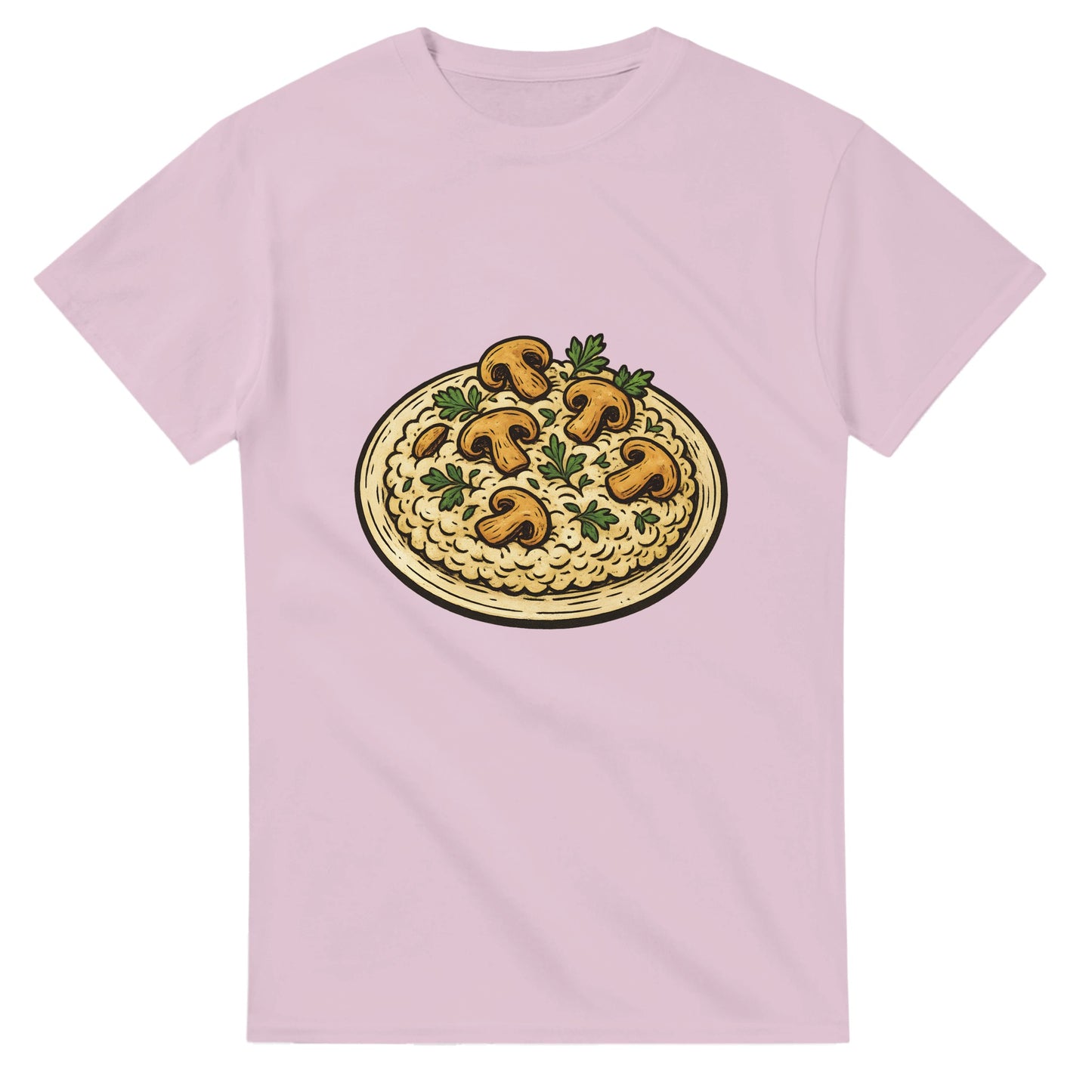 Vintage t-shirt med risottoillustration, perfekt för kulinariska äventyraren. Klassiskt och unikt.