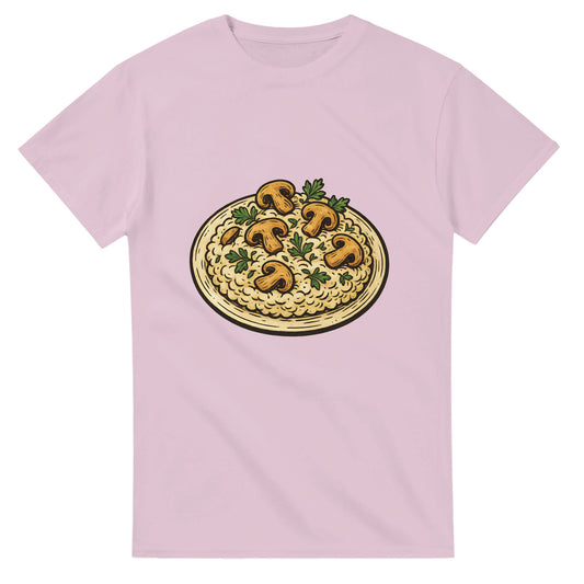 Vintage t-shirt med risottoillustration, perfekt för kulinariska äventyraren. Klassiskt och unikt.
