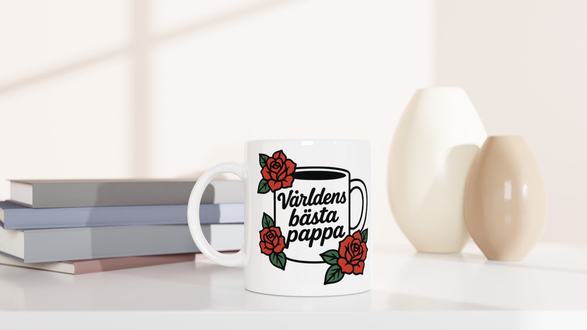 Elegant mugg med 'Världens bästa pappa' och rosor för den sofistikerade pappan.