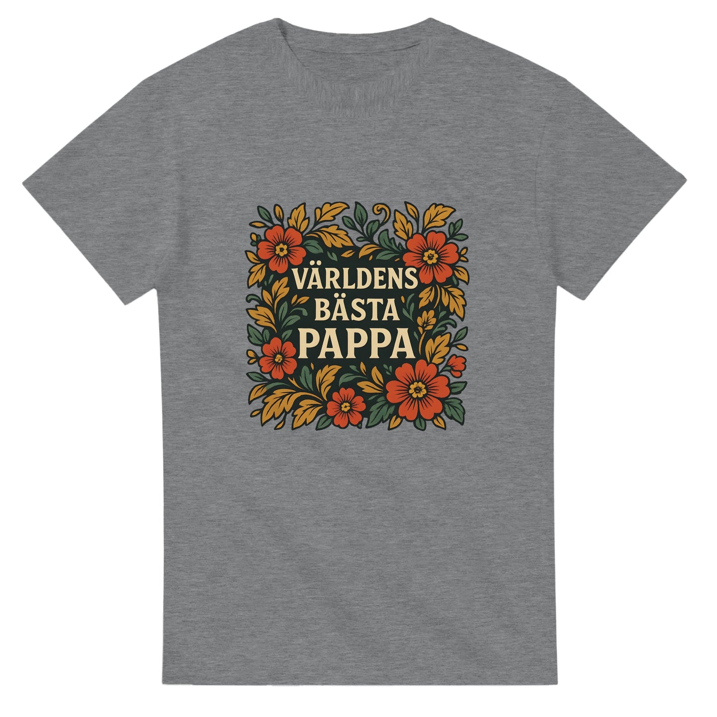 Lyxig T-shirt för pappa med eleganta blommotiv för en tidlös stil. 'Världens bästa pappa' i centrum.