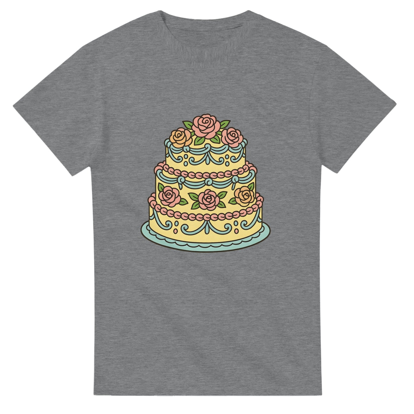 Pastellfestival på Fatet t-shirt - Färgglad retro tårta med pastellfärgade rosor och dekorationer. En riktig ögonfångare!