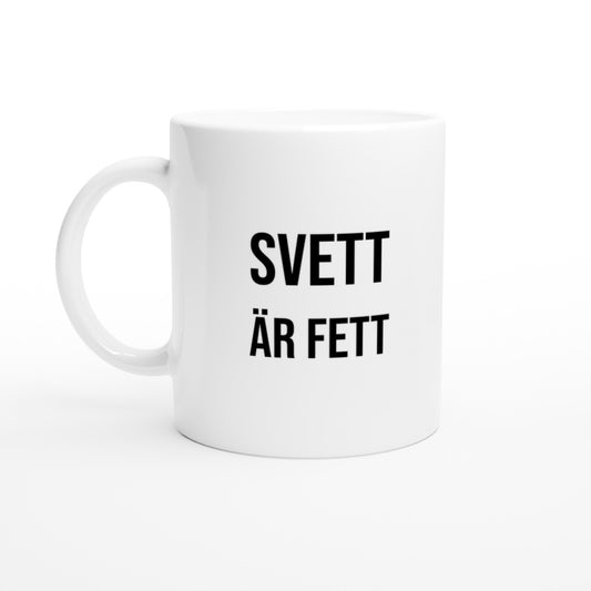 Humoristisk mugg för gymälskaren som älskar att svettas ut på gymmet. Perfekt för de som tycker att svett är det nya svarta!