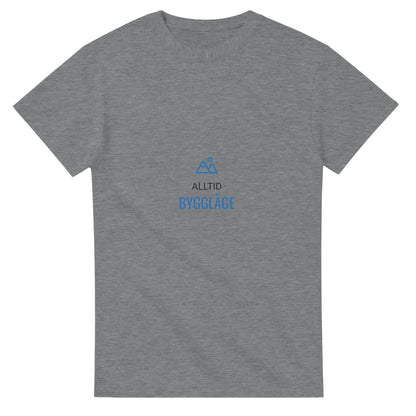 Byggarens bekväma t-shirt med bergsikon för alltid redo att arbeta.