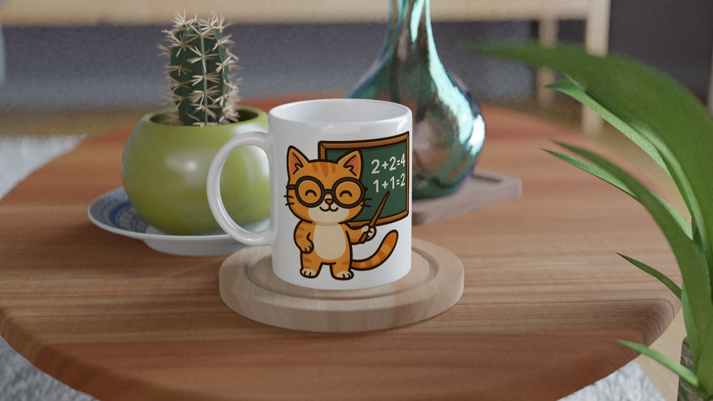 Charmig kattmugg för kattälskande lärare. Perfekt för kattens kloka kurs.
