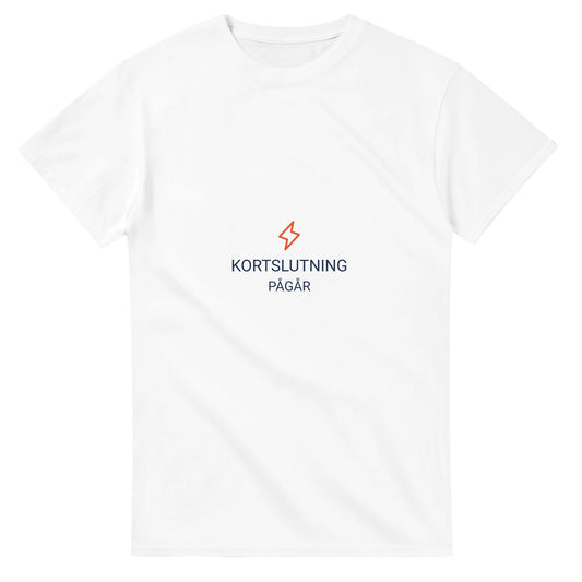 Elektrikerdesign med blixt och kortslutningsvarning, perfekt arbets-t-shirt.