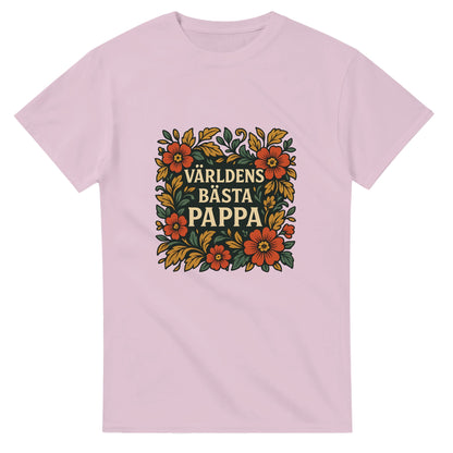 Lyxig T-shirt för pappa med eleganta blommotiv för en tidlös stil. 'Världens bästa pappa' i centrum.