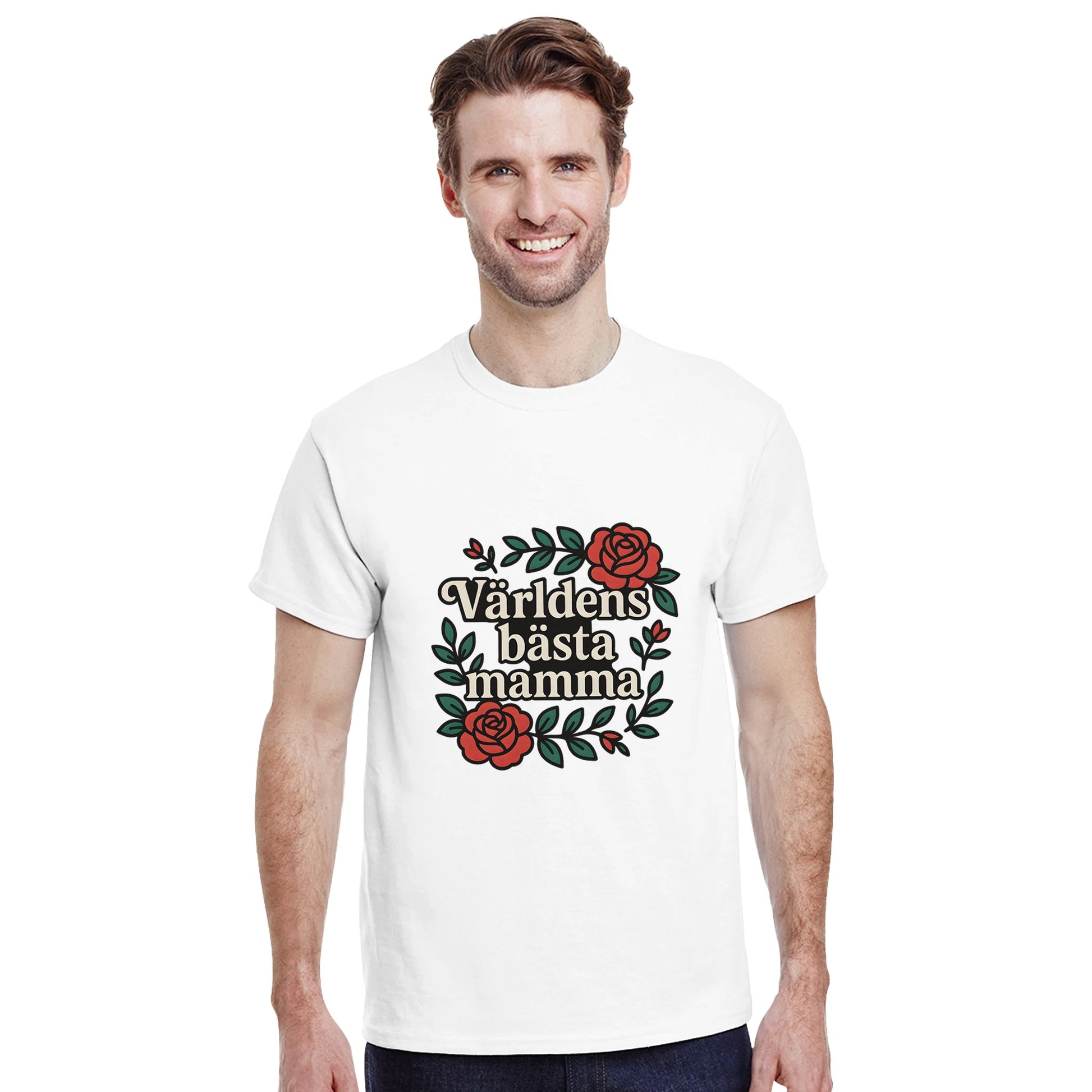 'Världens Bästa Mamma' i elegant typografi och rosor, den perfekta presenten för din älskade mamma.