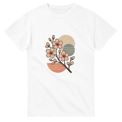 Zen-inspirerad T-shirt med körsbärsblommor i retro-stil för en harmonisk japansk känsla.