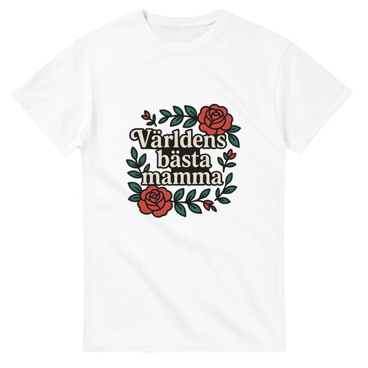 'Världens Bästa Mamma' i elegant typografi och rosor, den perfekta presenten för din älskade mamma.