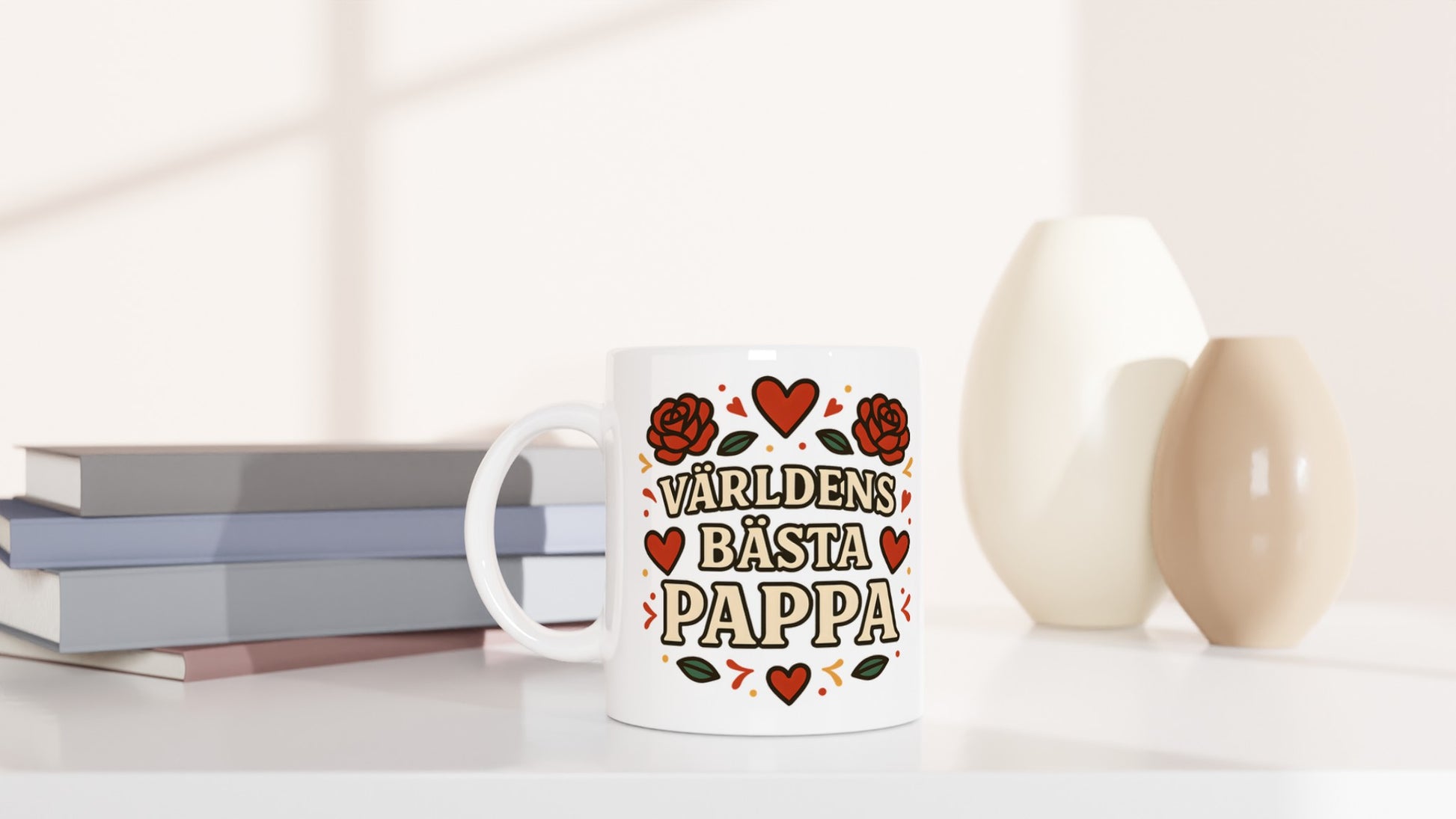 Mugg med 'Världens bästa pappa' text, perfekt för morgonkaffet. Elegant design som visar kärlek till pappa.