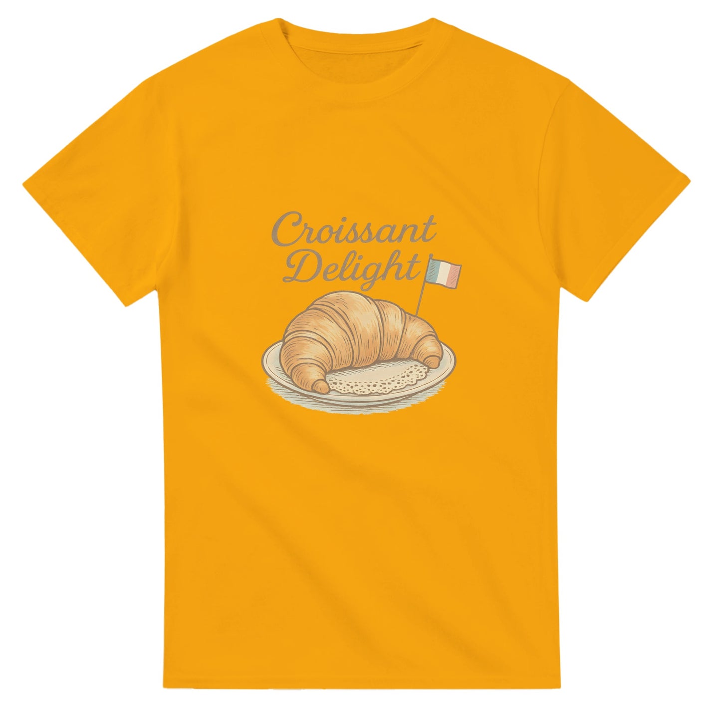 Vintage T-shirt med doft av nybakade croissanter, elegant och tidlös design.