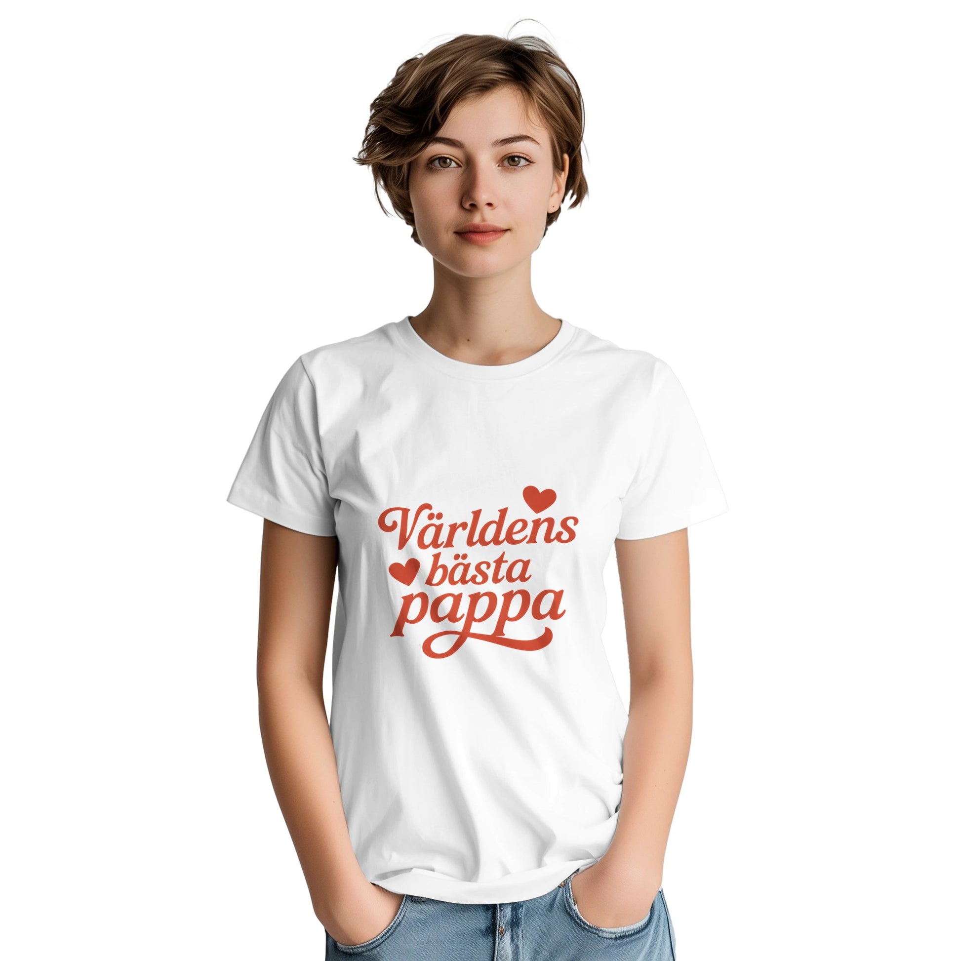 Romantisk T-shirt för pappor - 'Världens bästa pappa' text i mjuka former, visa din kärlek idag!