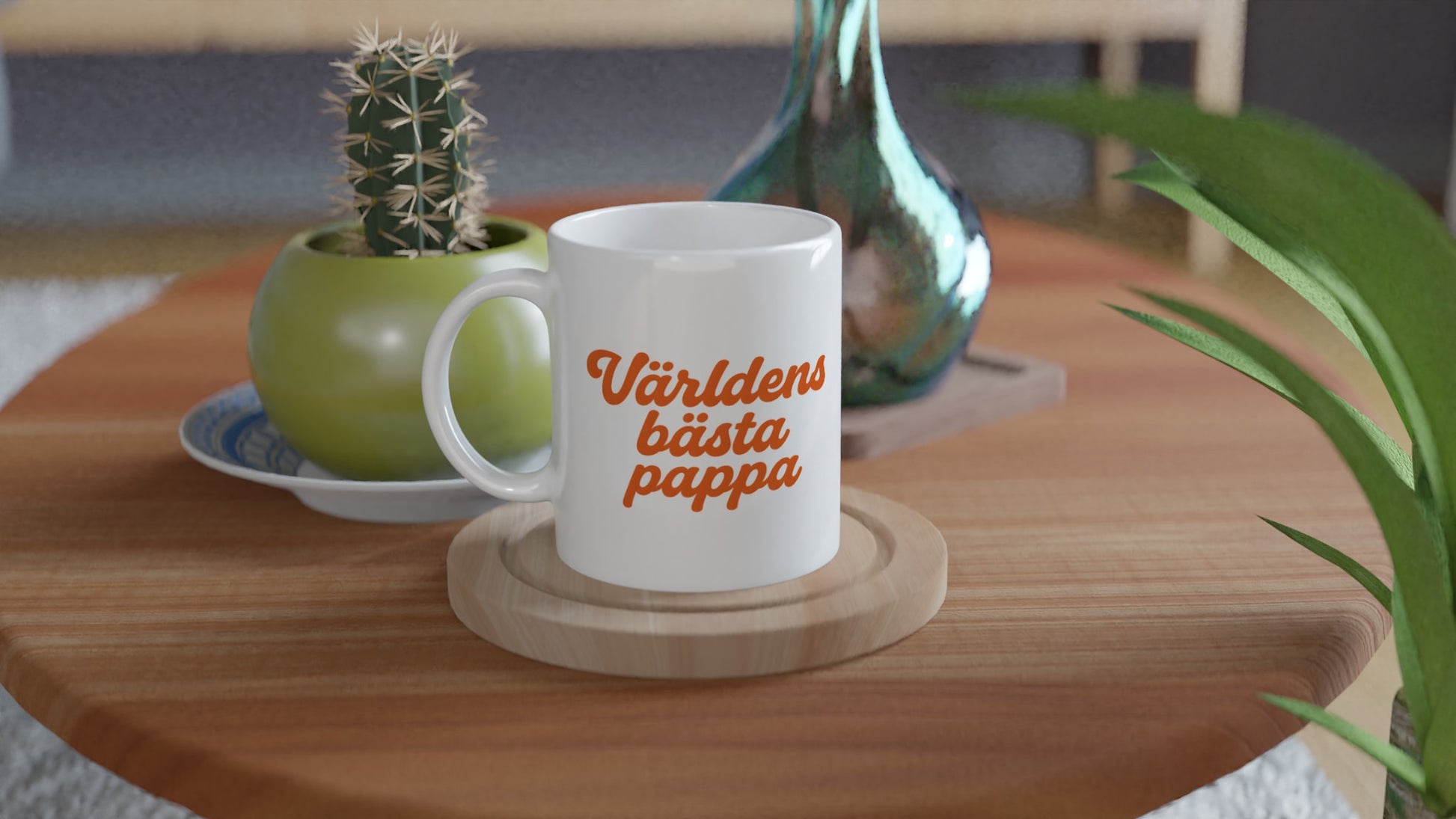 Mugg Retro orange: Världens bästa pappa i lekfull font och varm orange färg. Perfekt för nostalgikern.