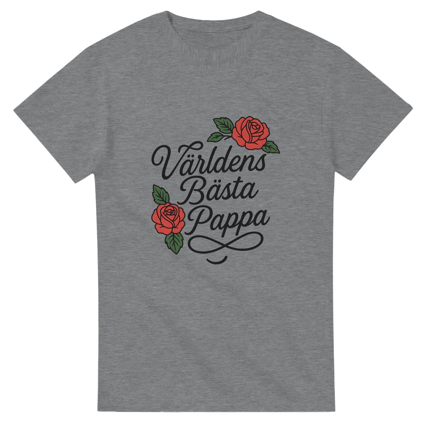 Kärleksfull typografi med mjuka linjer och rosor - perfekt för den stilmedvetna pappan.