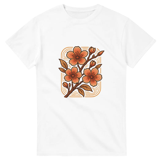 Klassisk T-shirt med körsbärsblommor och vintage-stil - perfekt för att bära historien.