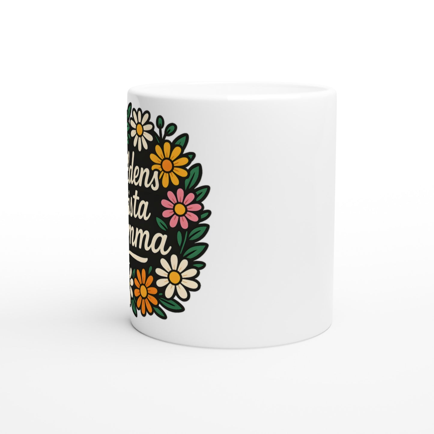 Mugg med text Världens bästa mamma i blomkrans. Perfekt för att fira mamma varje dag.