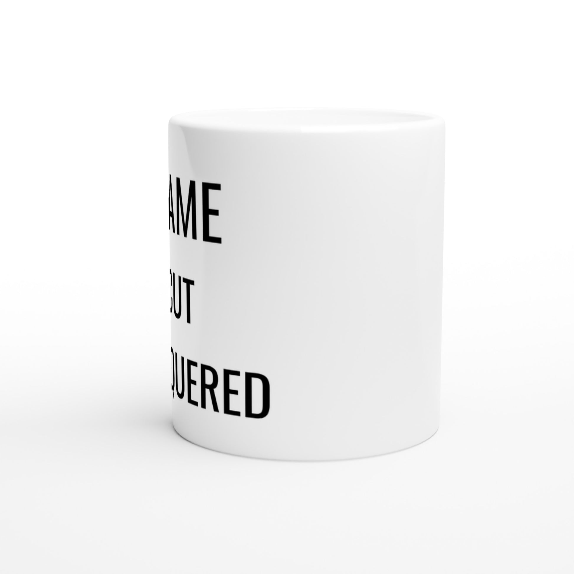 Mugg för frisören som alltid levererar sitt bästa, med texten 'I Came, I Cut, I Conquered'.