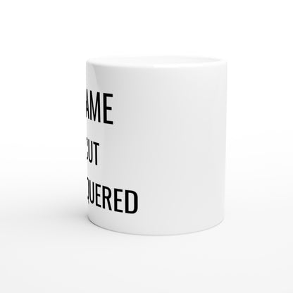 Mugg för frisören som alltid levererar sitt bästa, med texten 'I Came, I Cut, I Conquered'.