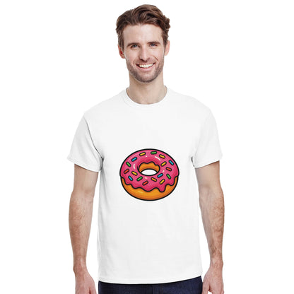 T-shirt med glansig, sockrig donut. Perfekt för fikaälskaren. Färgglad design.