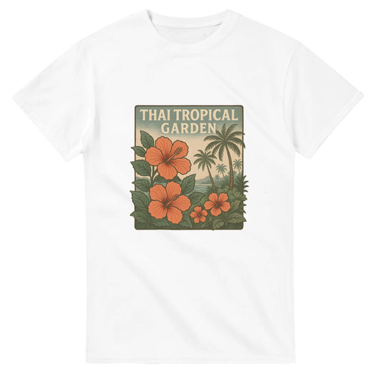 T-shirt med tropiskt tema och vintagevibbar för en thailändsk atmosfär.
