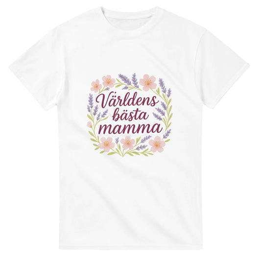 Mjuk T-shirt med blommigt mönster för den bästa mamman. Perfekt balans mellan text och bild.