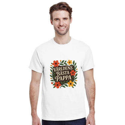 Luftig t-shirt med blommig inramning, perfekt för världens bästa pappa. Visa kärlek med stil!