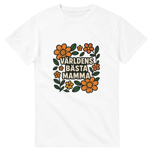 Kärleksfull T-shirt med blommigt mönster och budskap till mamma - perfekt hyllning till din älskade.