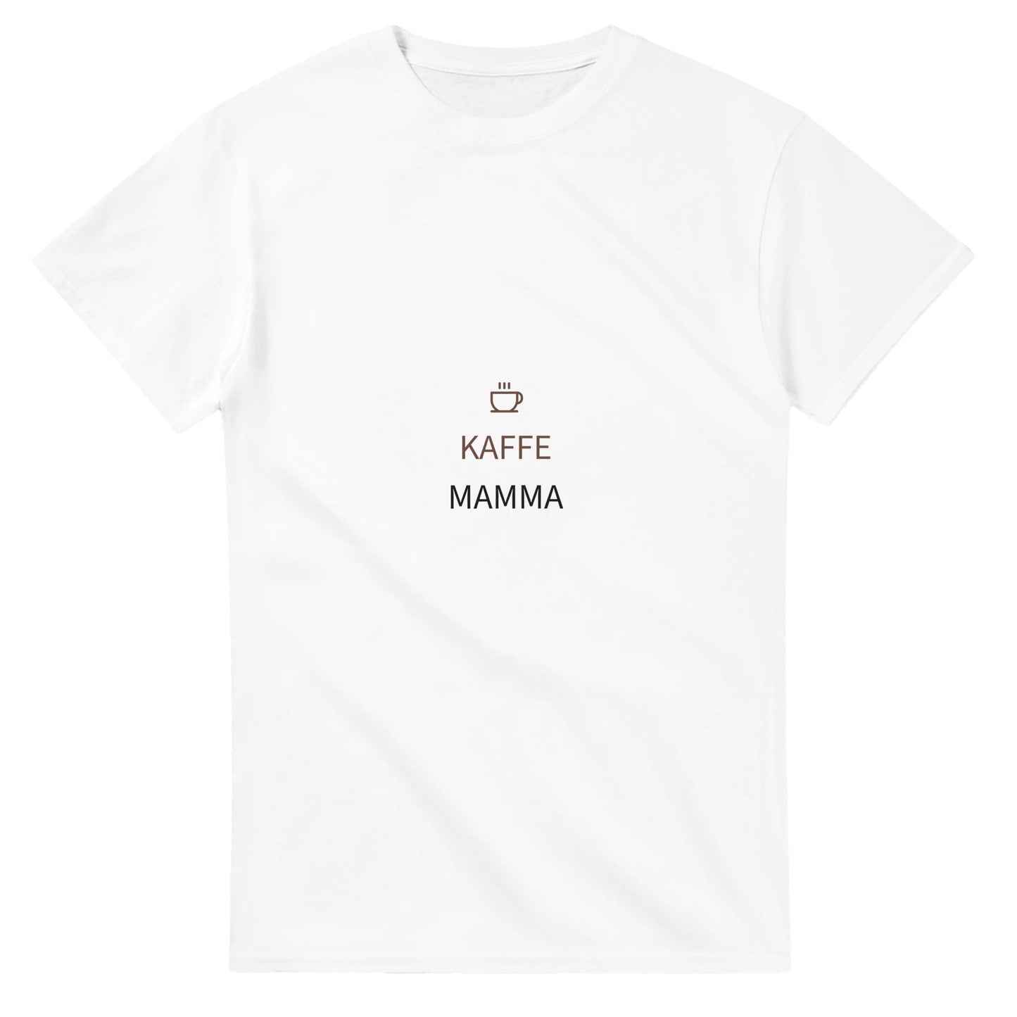 Kaffeälskande mammor, njut av din favoritdryck med Kaffemamma. Kopp-ikon ovanför 'KAFFE MAMMA' text.