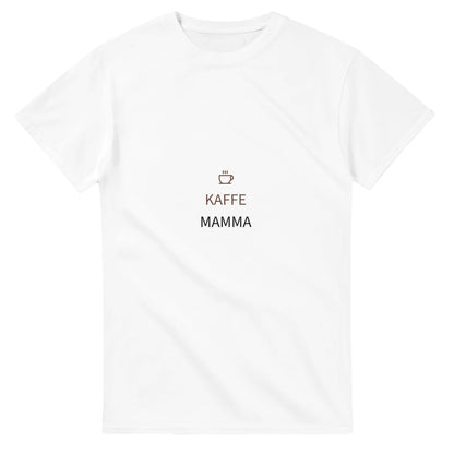 Kaffeälskande mammor, njut av din favoritdryck med Kaffemamma. Kopp-ikon ovanför 'KAFFE MAMMA' text.