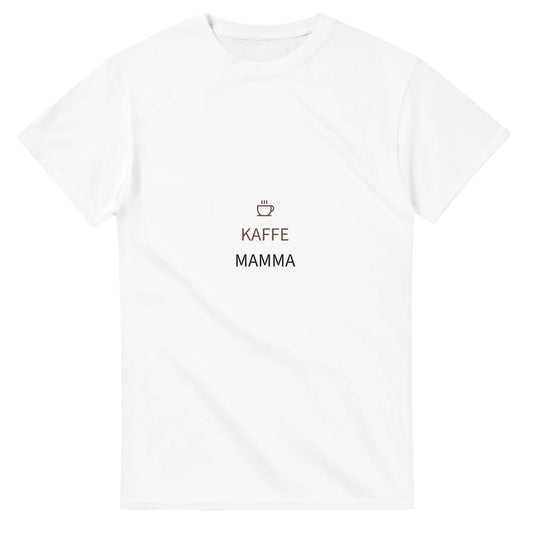 Kaffeälskande mammor, njut av din favoritdryck med Kaffemamma. Kopp-ikon ovanför 'KAFFE MAMMA' text.