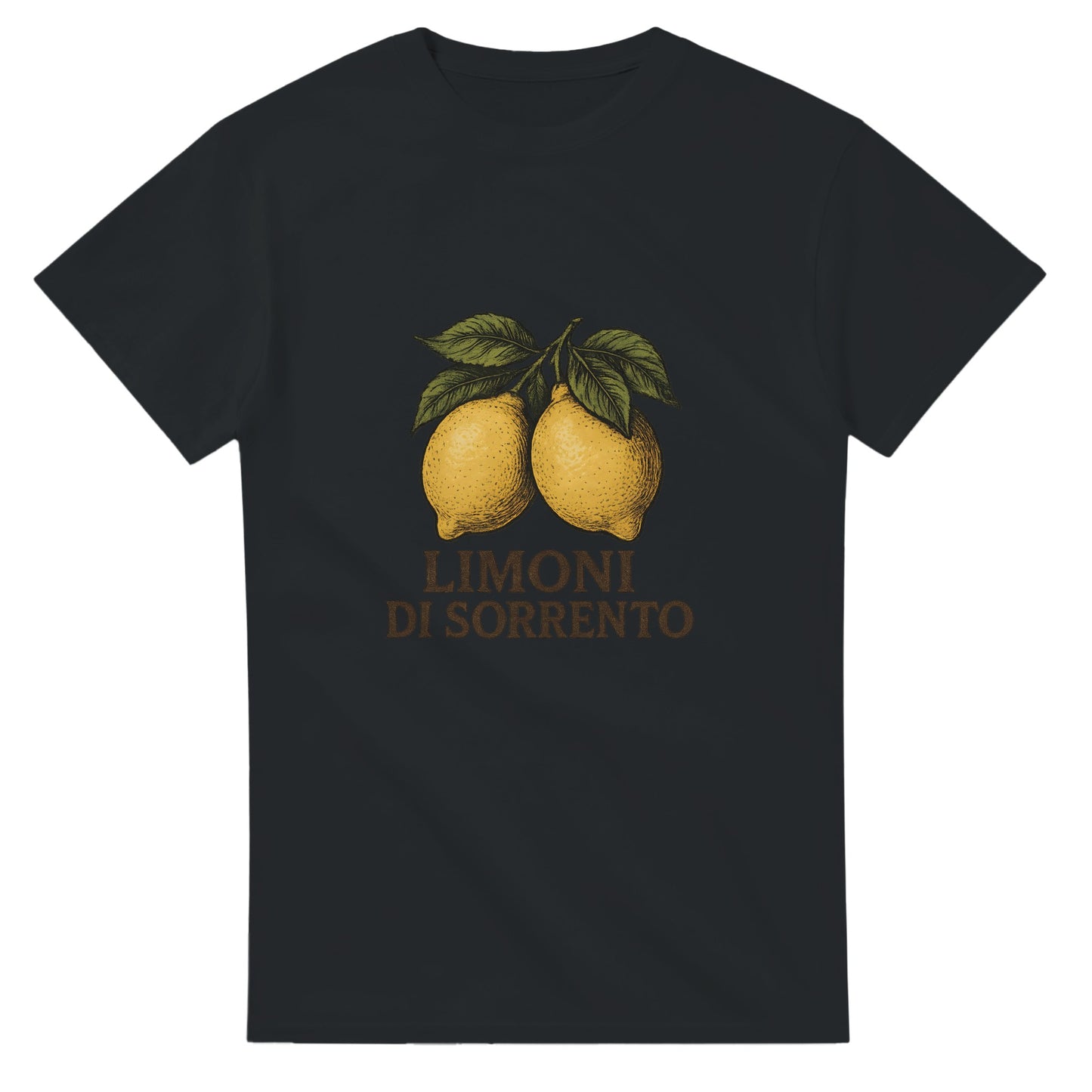 T-shirt med klassiska Sorrentocitroner i vintagestil och texten 'Limoni di Sorrento' under motivet.